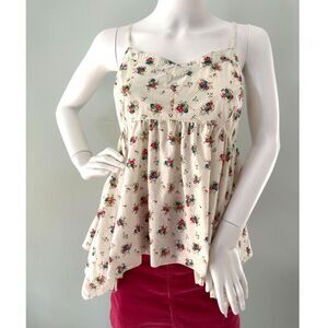 Y2k Mudd Floral Polka Dot Babydoll Tank Top size XS Boho 2000s Summer style
